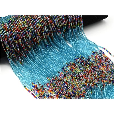 Бусины из шпинели шарик гр.2мм цв.голубой, ассорти, 37см, 197 бусин