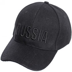 Бейсболка унисекс "Russia", хлопок, цвет черный, р58