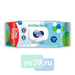 Салфетки влажные Ultra Fresh Antibacterial с клапаном, 150 шт.