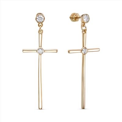 Серьги с фианитом позолоченные серебро 925*