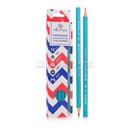 Карандаш чернографитный "Attomex" HB, диаметр грифеля 2,5 мм, шестигранный без ластика, индивидуальная маркировка, пластиковый зеленый корпус