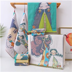 Gauze cotton scarf, soft wet wipes for face washing, children's towel, Chinese style