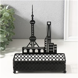 Подставка для мелочей металл «Город», чёрный, 6.3×14.5×18.5 см