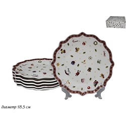 105-607 Набор из 6 тарелок 18,5см. НОВЫЙ ГОД в под.уп.(х12) Фарфор