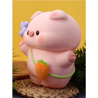 Копилка «Pig carrot bag», pink (24 см), пластик