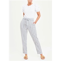 Stripe Tapered Linen Trousers