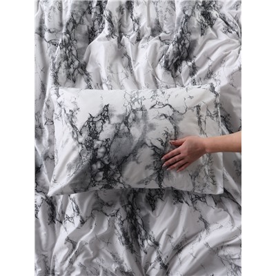 КПБ LoveLife евро White marble 200*217см, 215*240см,50*70см-2 шт, микрофибра,100% п/э