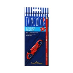Карандаши цветные 12 цветов FunColor, пластиковые, трёхгранные, МИКС