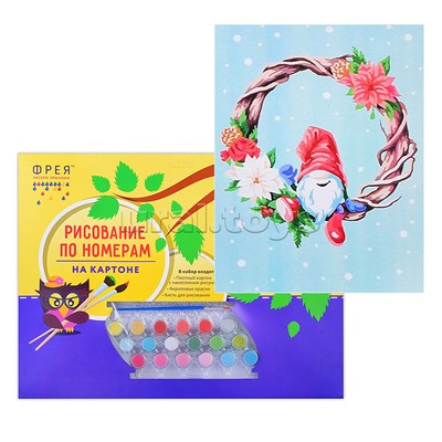 Набор для раскрашивания по номерам (на картоне) 30 х 40 см, №51 "Гномик. Новогодний декор"