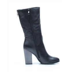 02-YF189-120M BLACK Полусапоги зимние женские (натуральная кожа, натуральный мех (еврозима))