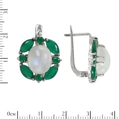 Серьги 'Сказка' беломорит, хризопраз, родий ИВСК.820БМ1R