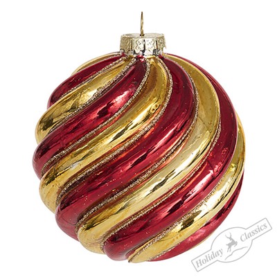 Шар красно-золотой (стекло) 10 см