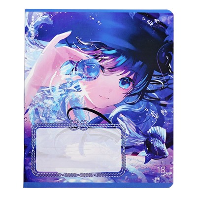 Тетрадь 18 листов в клетку, ErichKrause Kawaii Whale, обложка мелованный картон, блок офсет 100% белизна, МИКС