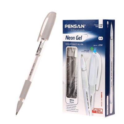 Ручка гелевая Pensan Neon Gel, чернила неоново-белые, узел 1 мм, линия письма 0.5 мм