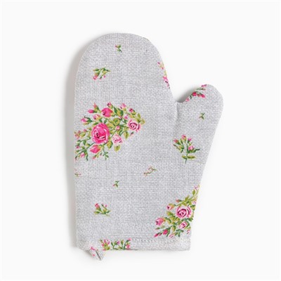 Набор кухонный Доляна Roses on linen: варежка-прихватка 20х27 см, прихватка 19х19 см, 100% хл