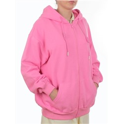 3265 PINK Худи на молнии женское (95% хлопок, 5% эластан)