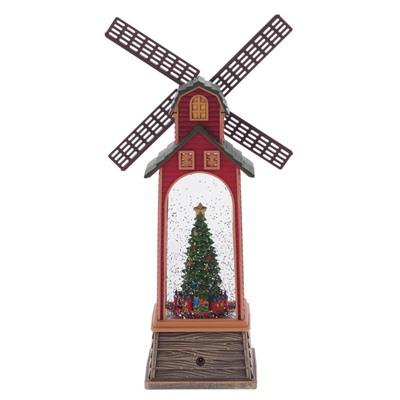 GAEM Изделие декоративное "Мельница" (подсвет, вьюга, муз, движ, AA х3 н/п +USB) L17 W10 H34 см