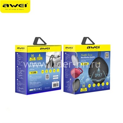 Колонка AWEI (Y336) Bluetooth/TWS/AUX (черная)