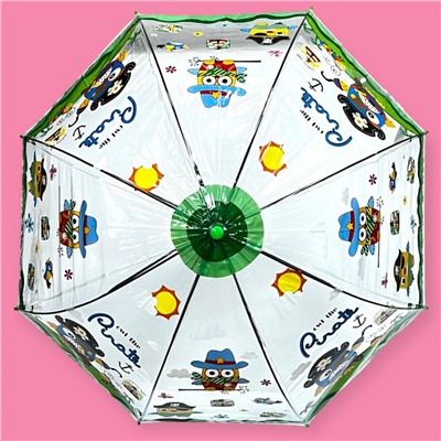Зонт-трость детский прозрачный с рисунком полуавтомат Арт 603/2