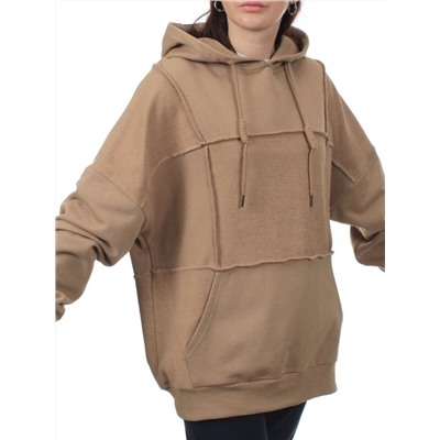 3258 BROWN Худи женское (95% хлопок, 5% эластан)