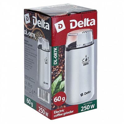 Кофемолка электрическая 250 Вт, 60 г DELTA DL-087К белая