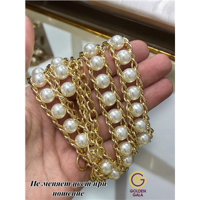 Пояс женский цепочка  с жемчугом модель 13