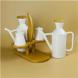 140-101 Набор солонок и бутылки для масла/уксуса 4пр. на подставке BAMBOO в под.уп.(х12)