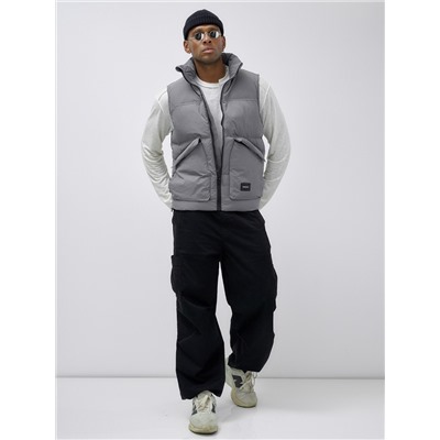 Жилет мужской утепленный спортивный серого цвета 15322Sr