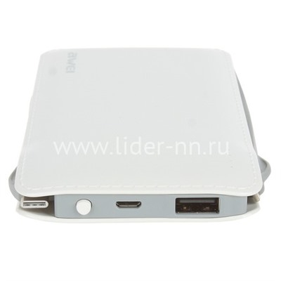 Портативное ЗУ (Power Bank) 10000mAh (AWEI P51K) USB/Micro/ip5/Type-C (белый)