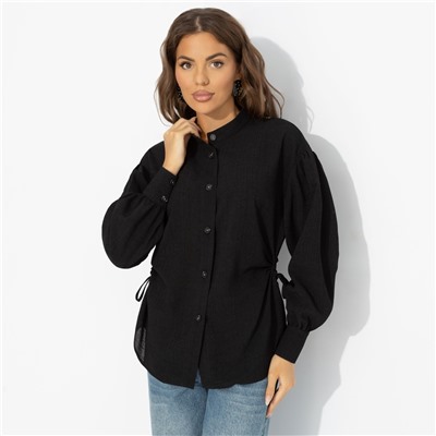 Рубашка с ажурной спинкой и сборками, Невозможно оторваться (черная)