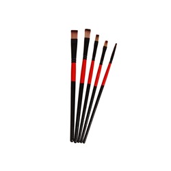 Набор кистей, нейлон, плоские, 5 штук, прямые