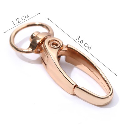 Карабин металлический, 36×12 мм / 9.5×1.4 мм, 5 шт., цвет золотой