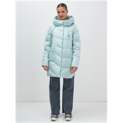 Куртка женская демисезонная с капюшоном бирюзового цвета 1139Br