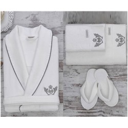 Подарочный Набор Халат + Полотенце + Тапочки (XXL) Azra Bay Bornoz Seti - XXlarge-EcoCotton