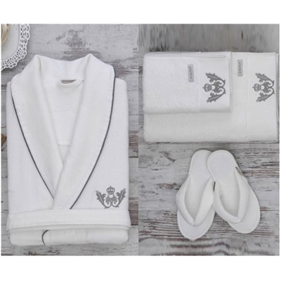 Подарочный Набор Халат + Полотенце + Тапочки (XXL) Azra Bay Bornoz Seti - XXlarge-EcoCotton