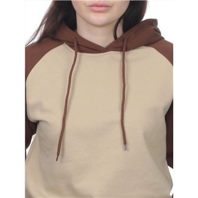 NOE103 BROWN/BEIGE Костюм спортивный женский (хлопок 90%, полиэстер 10%)