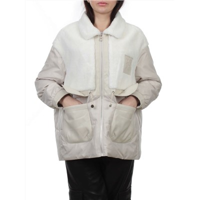 H24-223 LT. BEIGE Куртка демисезонная женская (100 гр. холлофайбер)