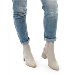 01-PCM359-2 GRAY/BEIGE Ботинки Челси демисезонные женские (натуральная кожа, байка)