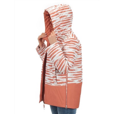 M8295 WHITE/TERRACOTTA Куртка демисезонная женская (100 гр. синтепон) Maria