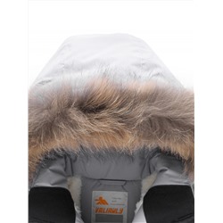 Парка зимняя подростковая для девочки с капюшоном и мехом серого цвета 9532Sr