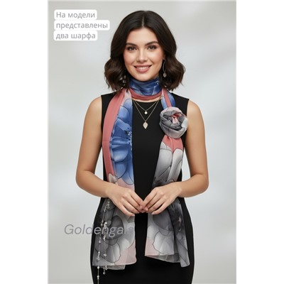 Шарф шифоновый с цветочным рисунком 3D Арт М52/12
