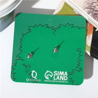 Серьги пластик «Мишка» хвост-сердечко, цветные в серебре