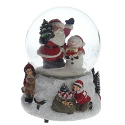 GAEM Фигурка декоративная "Дед Мороз" в стекл шаре (свет, муз, вьюга, 3хAAA), L12 W11 H14 см