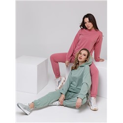 Мятный трикотажный костюм с манжетами