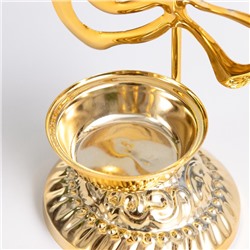 Металлический подсвечник на 1 свечу «Пальмовый лист на подставке», золото, d=4.7 см, 7.5×10.5×20 см