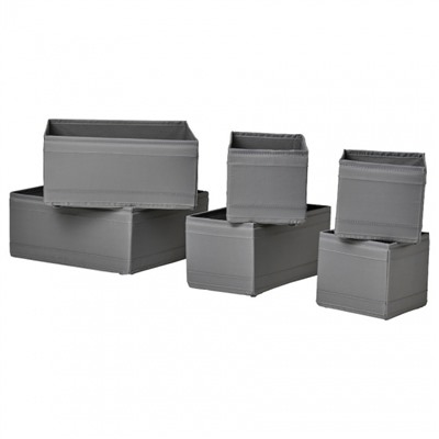 Набор темно-серых коробок (6 шт), SKUBB Box Dark Grey Set, произв. IKEA