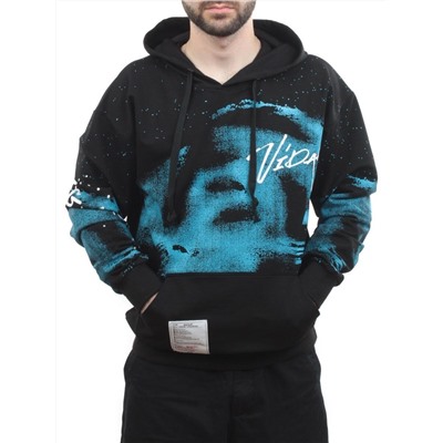 2626 BLACK/BLUE Толстовка мужская (75% хлопок, 20% полиэстер, 5% спандекс)