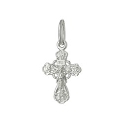 Крест из серебра литье белый