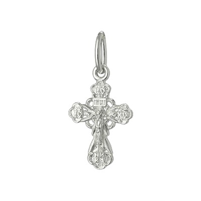 Крест из серебра литье белый