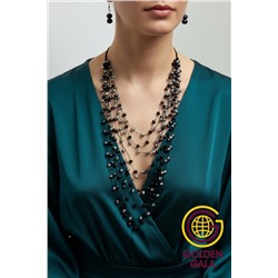 Комплект бижутерии "Хрустальная россыпь" , цвет черный с серебристым